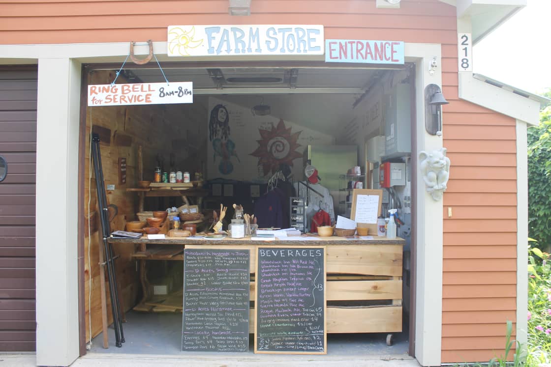 farm store with seasonal produce, eggs, farm crafts, beer and  more