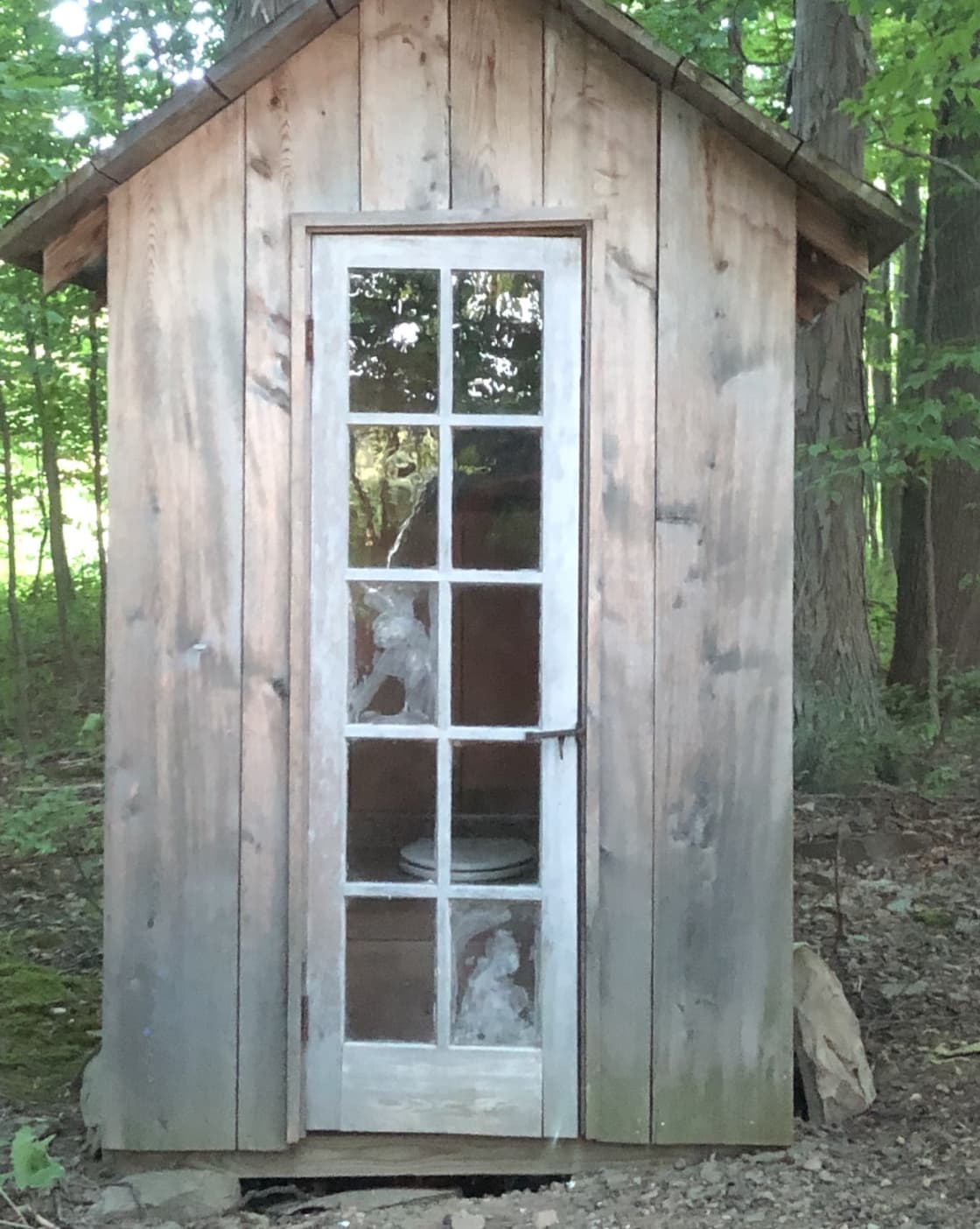 View of the outhouse.