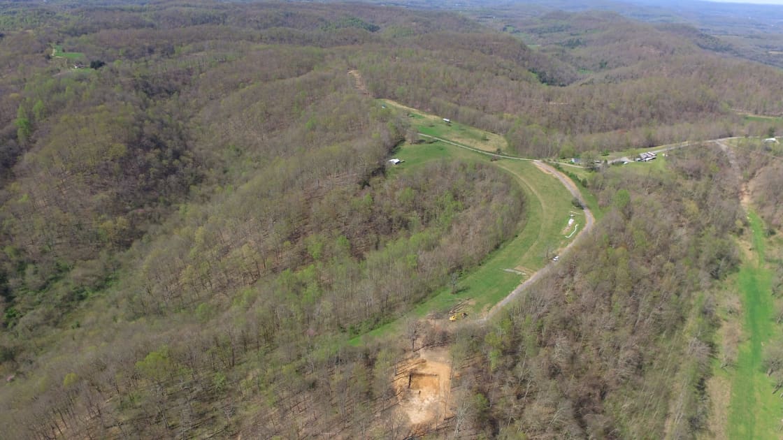 Overhead shot of the ridge — campsites are located along the sides of the inverted U.