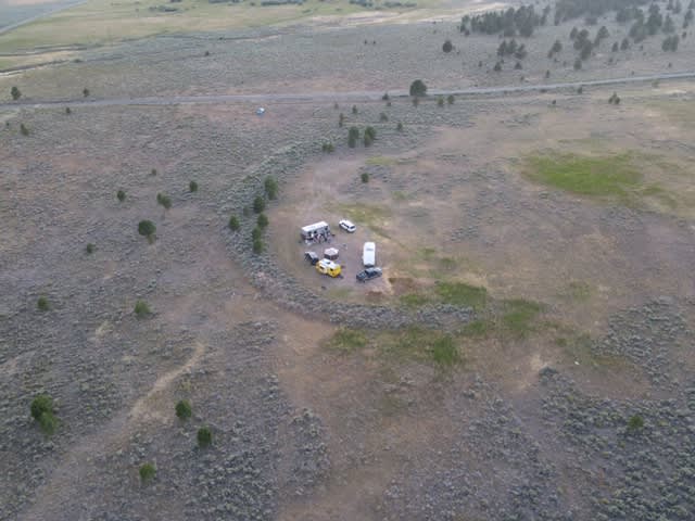 Drone shot of campsite.  Nobody around for miles.