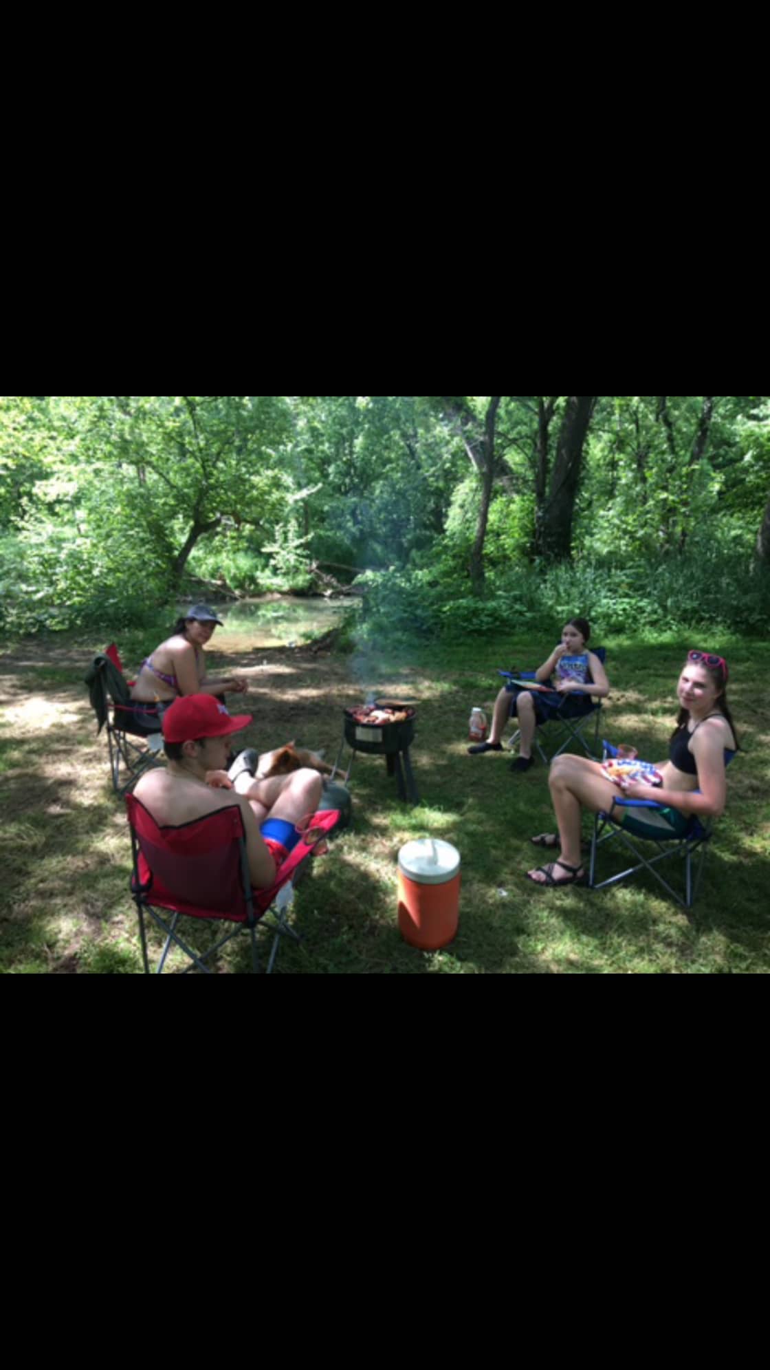 Family cookout next to one of the Twisted River sites.  