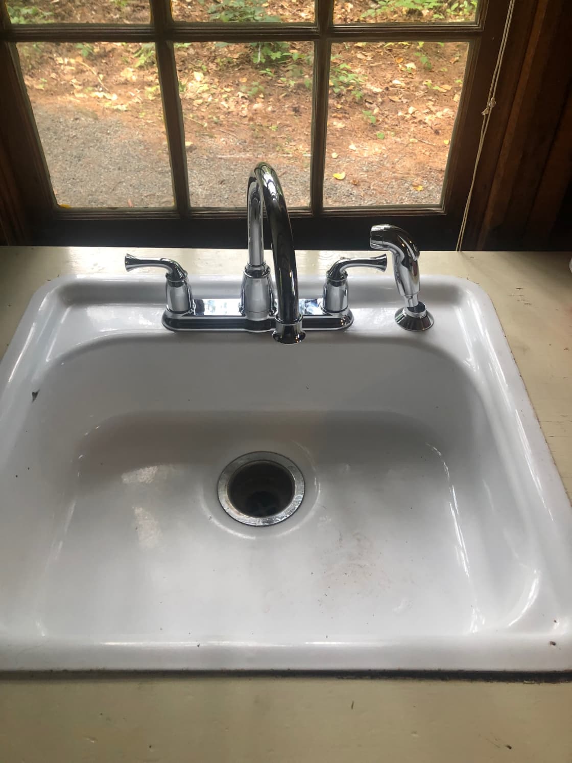New in August '20!  A real faucet with cold AND hot water at the kitchen sink.  We are hauling water in by truck so we ask that everyone CONSERVE :)