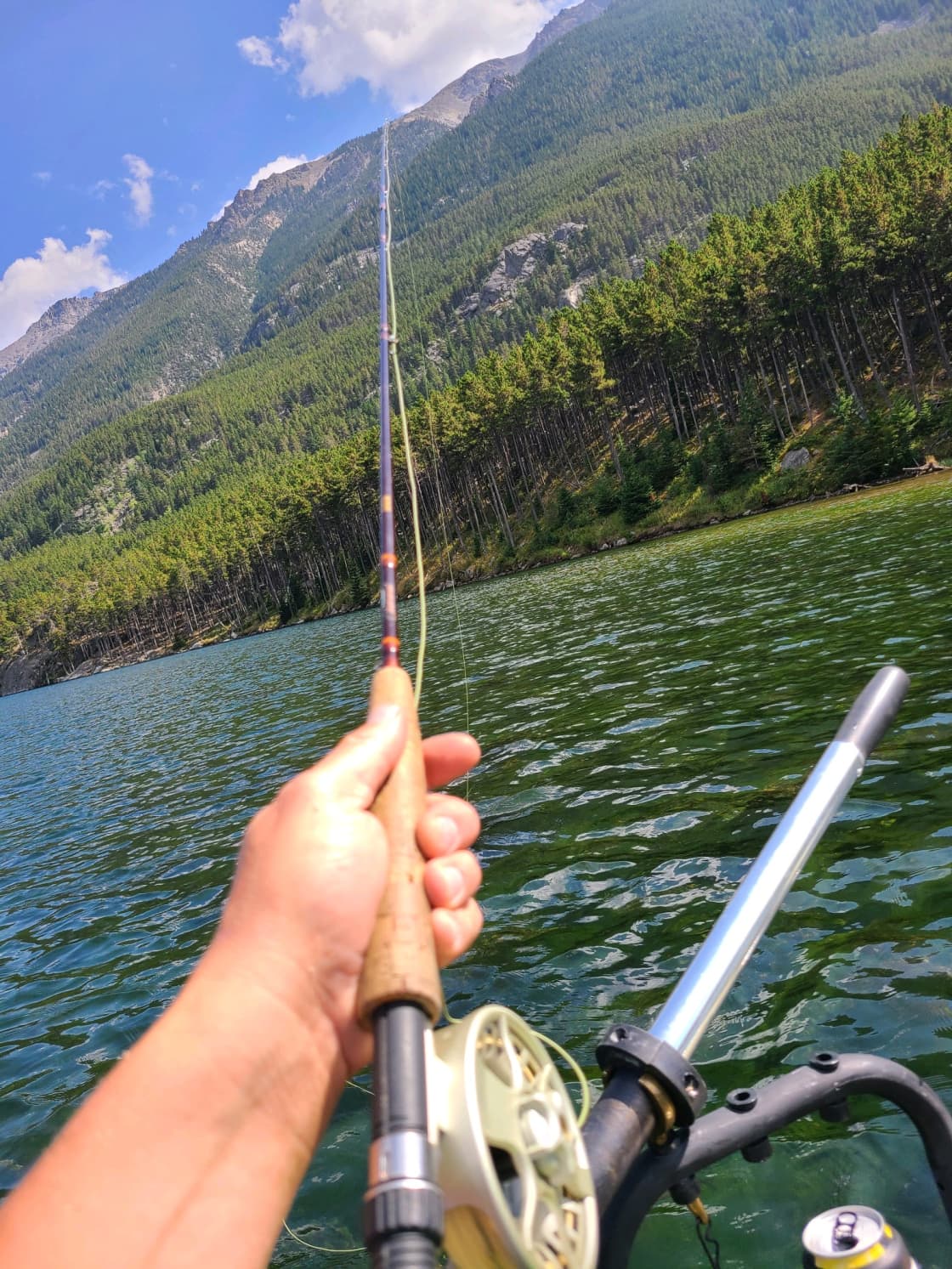 Fly fishing on West Rosebud Lake
