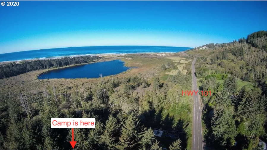 Where the property sits relative to the highway, lake, and ocean. Currently you can't make it to Lilly lake or the ocean through the property. To access Lilly lake please go down Baker Beach Rd and take the Lilly Lake loop. Our property consists of 5 acres of wetland is dangerously swampy to try and hike all the way through to the lake. 