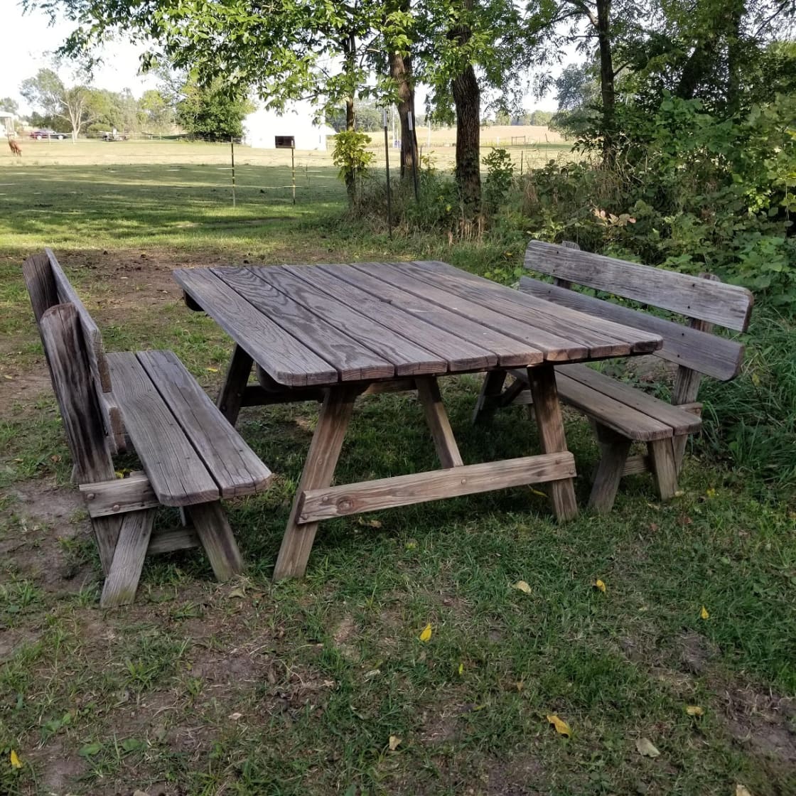 Recently added picnic table.