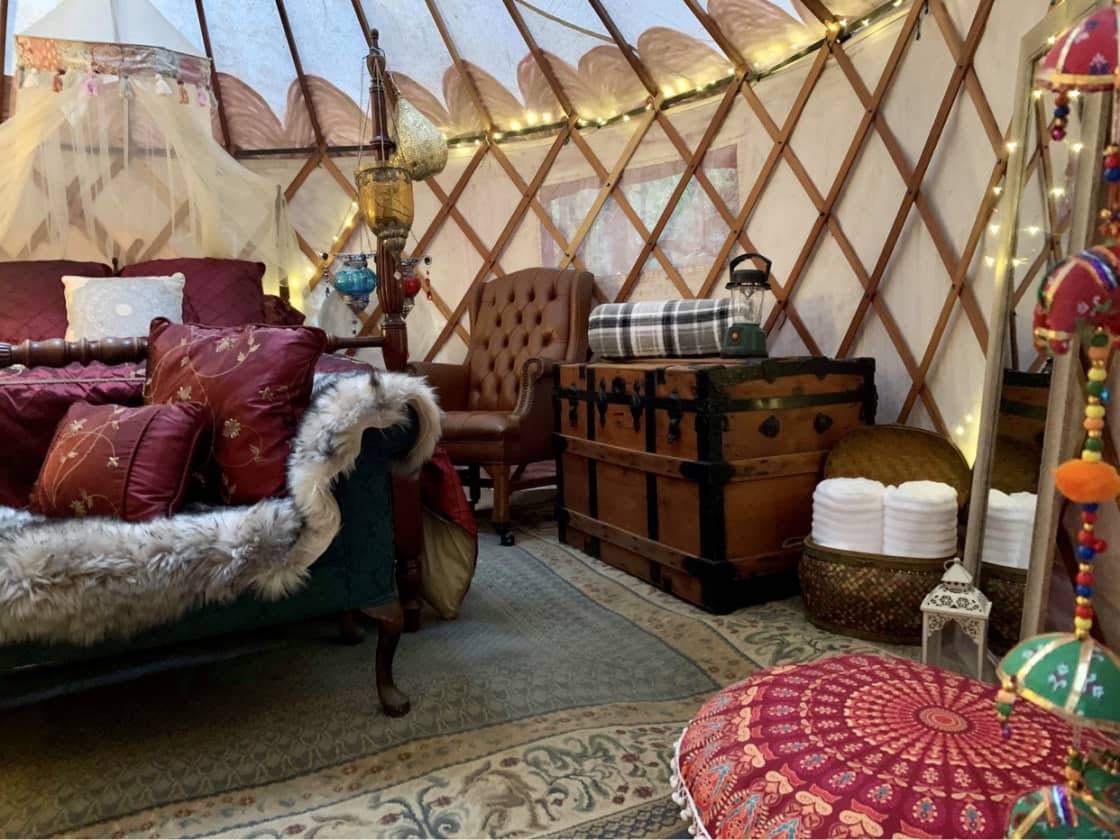 Luxury yurt is equipped with all essentials for your getaway. 