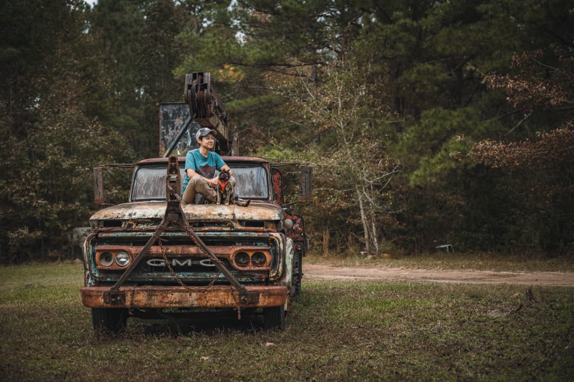 There's a cool vintage truck that made for an awesome photo op
