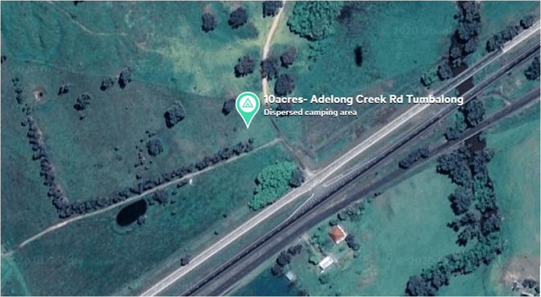 Location of the property with creek at the extreme left of property directly off the Hume Highway 