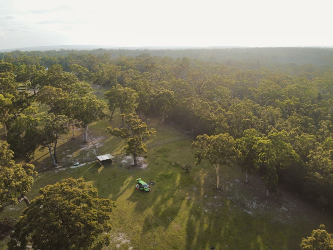 Drone Picture: Our van and the nature around the campsite!