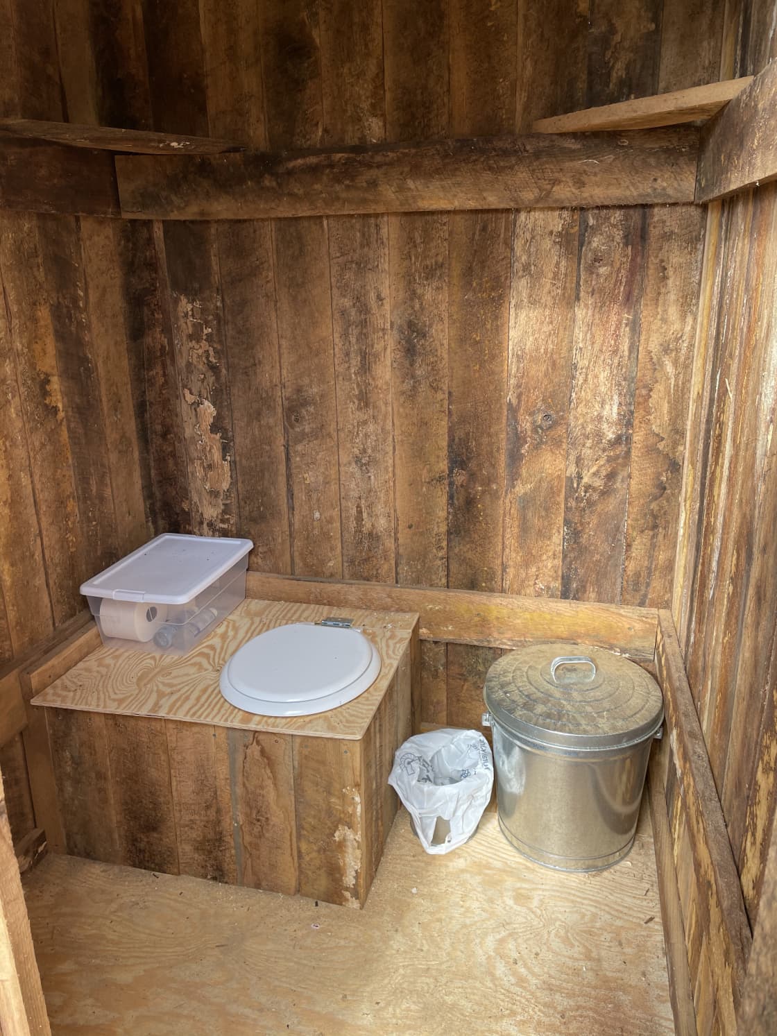 View inside the compost outhouse