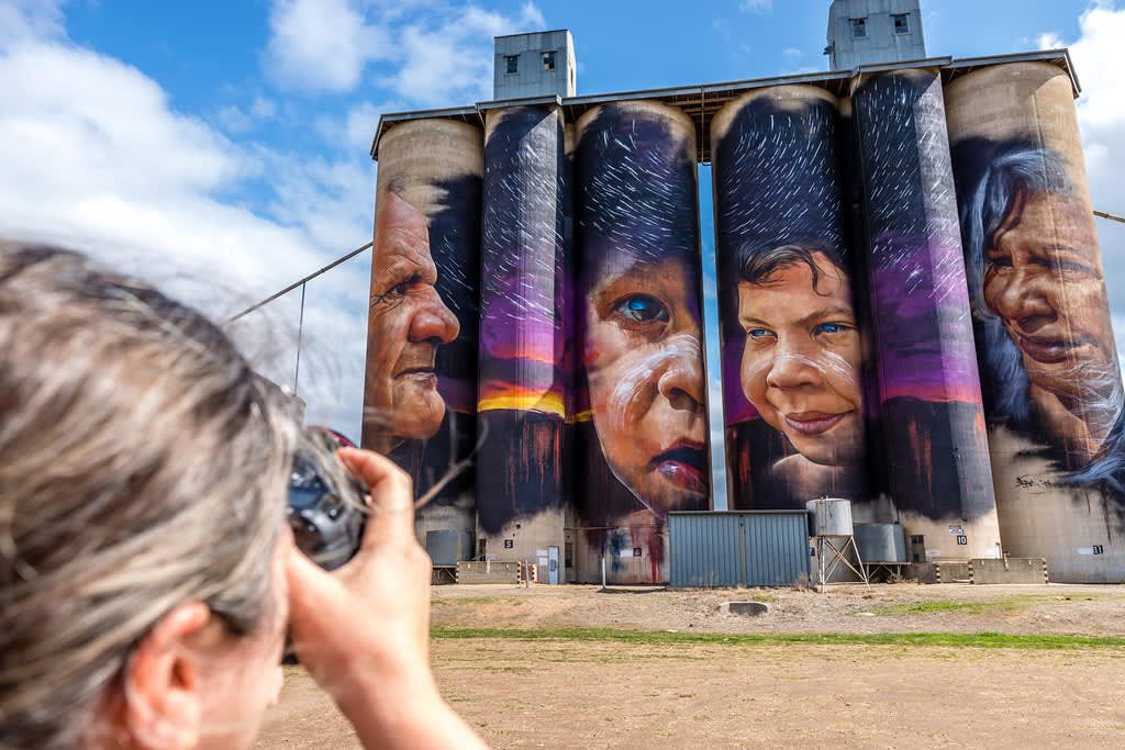 The Mallee Silo Art Trail, fantastic for photographers! Photo credit: "Marcia on Mallee Silo Art Trail-5" by Quick Shot Photos is licensed with CC BY-NC-SA 2.0. To view a copy of this license, visit https://creativecommons.org/licenses/by-nc-sa/2.0/