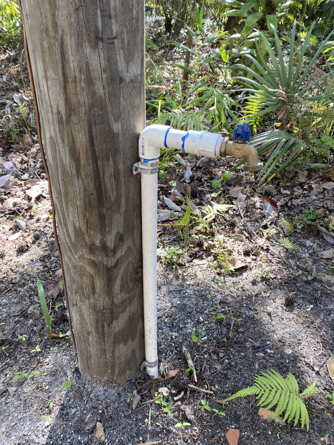 Water spigot at camp site. 