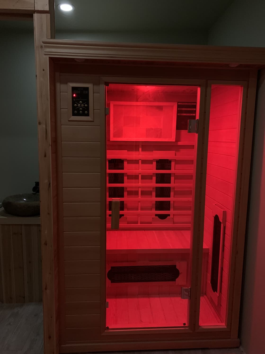 Infrared Himalayan salt sauna available as part of small spa package for additional fee.