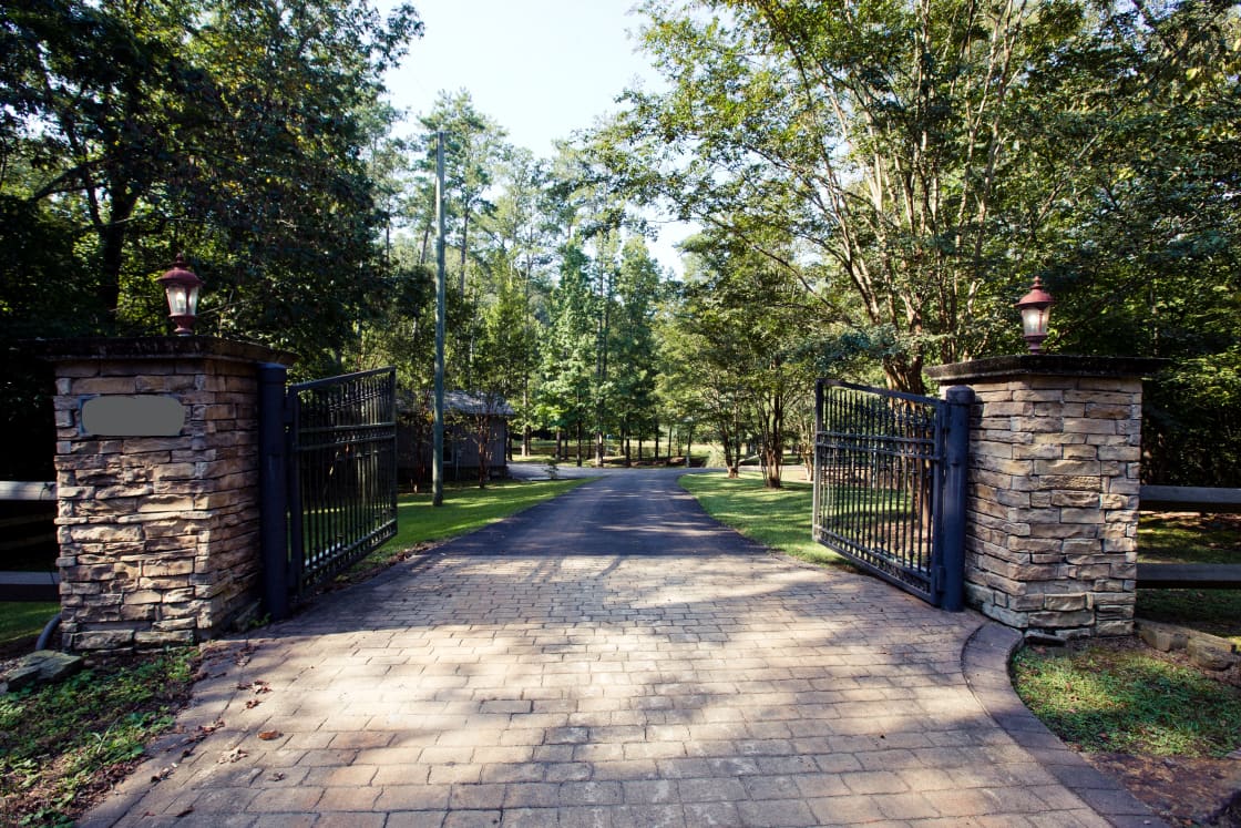 The entrance to our property. Parking for the campsite will be next to the barn. 
