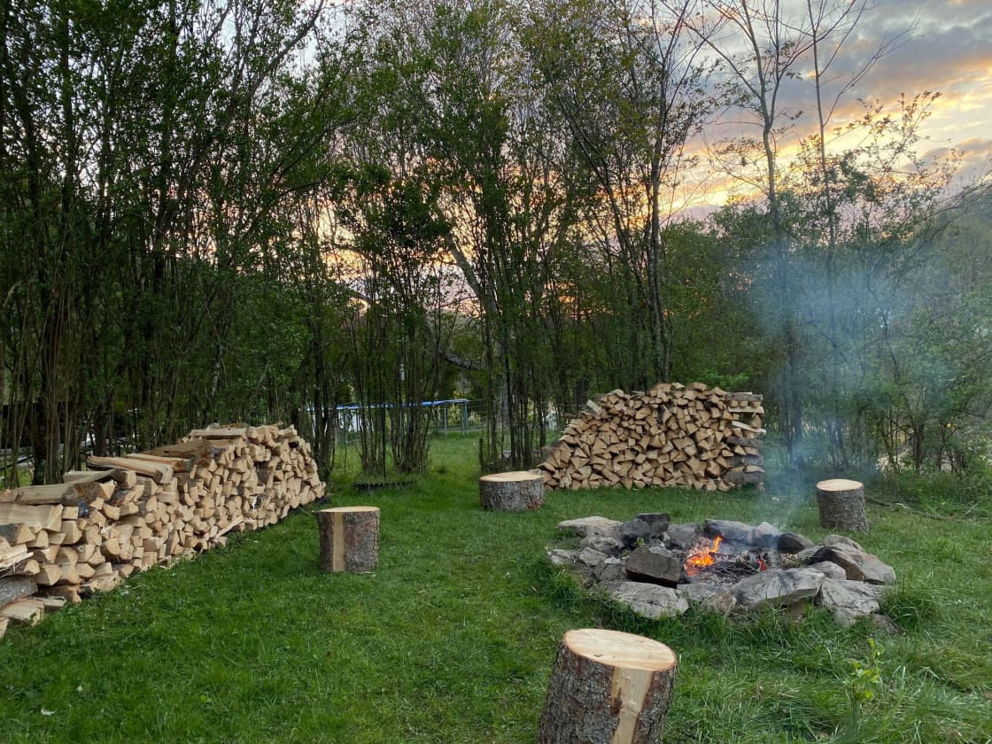 Just a short walk from the RV camp site is a spacious grassy fire pit.