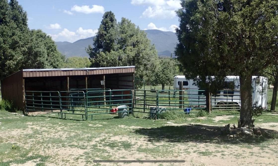 Horse corrals with shed available for renting near the house and the RV camp spot.