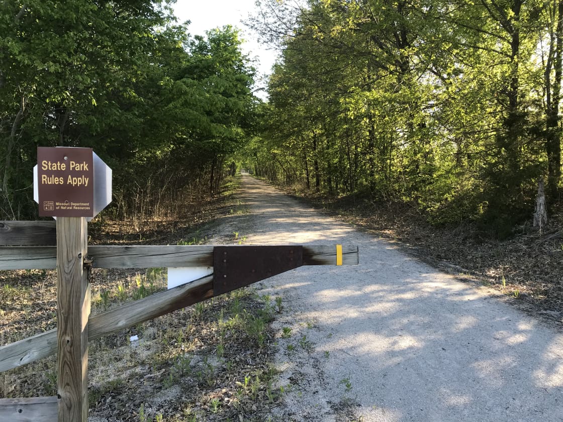 Katy Trail  just minutes from the campsite 🏕 
The Missouri historic trail that spans from Clinton to St. Louis area. For bikers, hikers, and horseback riders.  

