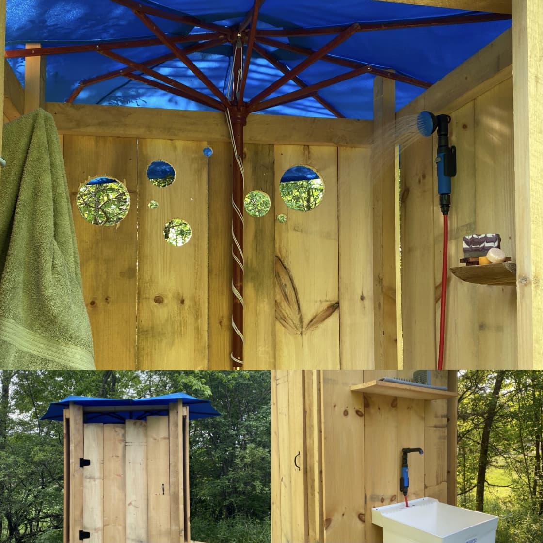 Off-Grid Hot shower and Dish washing sink