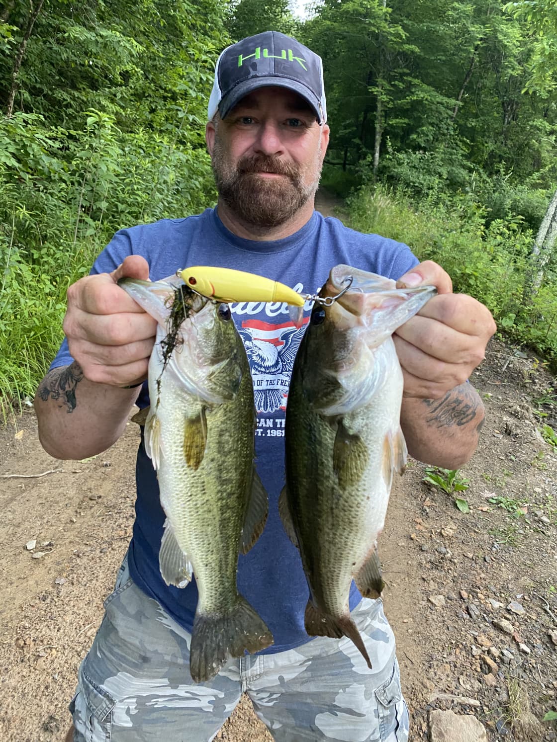 2 bass caught on 1 lure! Epic! 