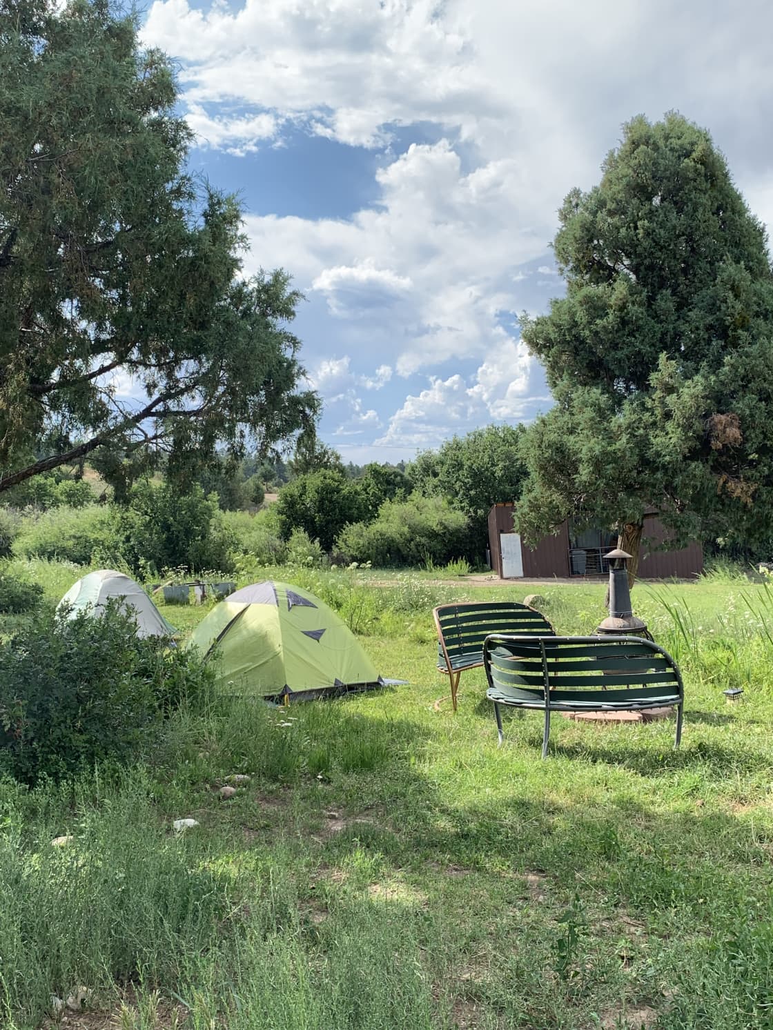 One tent camp site near the Acequia and horse corrals. Fits up to four 2man tents. 