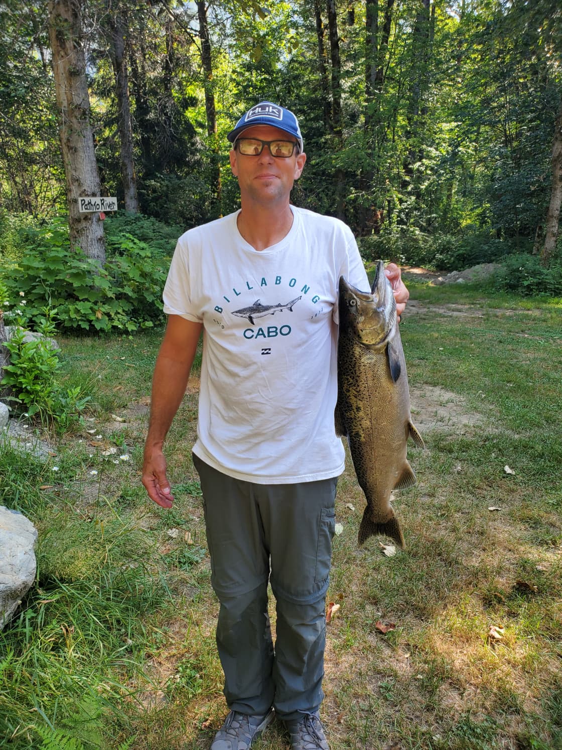 Dad caught a keeper! Great Fishing just a short drive  down river (about 3 minutes down the road). 