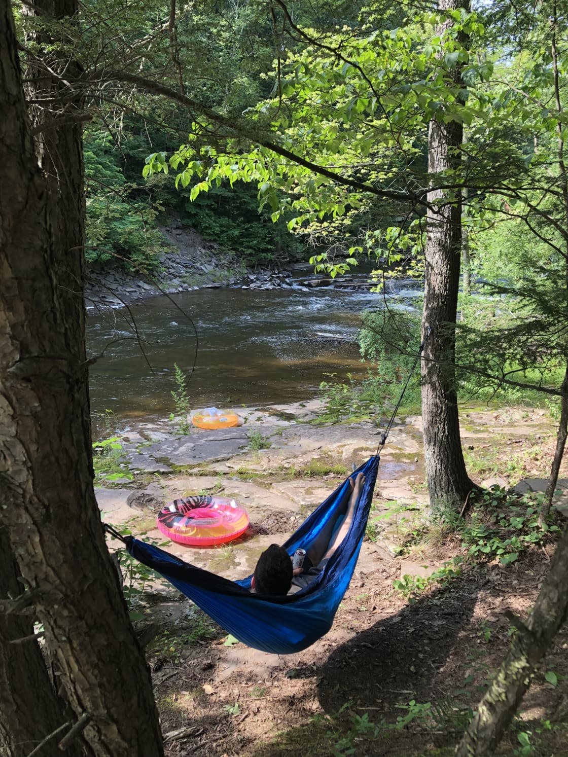 Camp was already set up with hammock hooks in the perfect location!