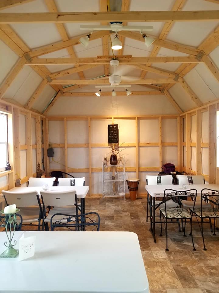 12 x 24 foot classroom that is part of the Retreat & Meditation Center, located on the property. Can be reserved for groups, private intuitive readings, etc.