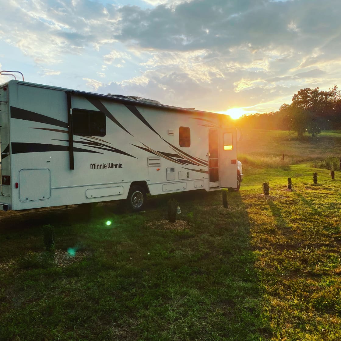 Great view of the sunset  entering your RV. 