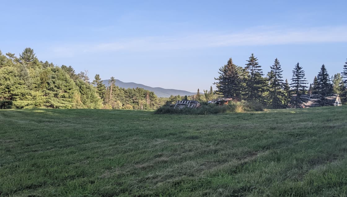 Open field with view of Cherry Mountain
