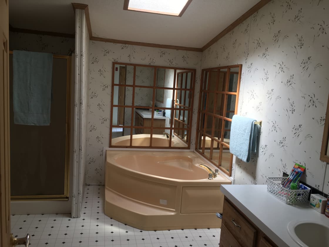 Private full bathroom in main house is accessible 24 hours a day. (Additional private camper's bathroom coming soon!)