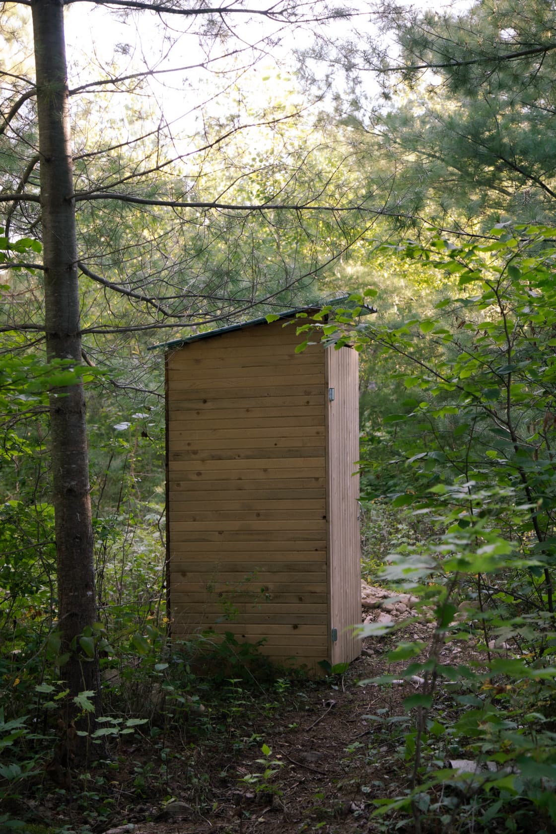 Jessica has a nice private outhouse for Bunkie guests at the end of a well-marked path, it's nice and clean inside with everything you need.