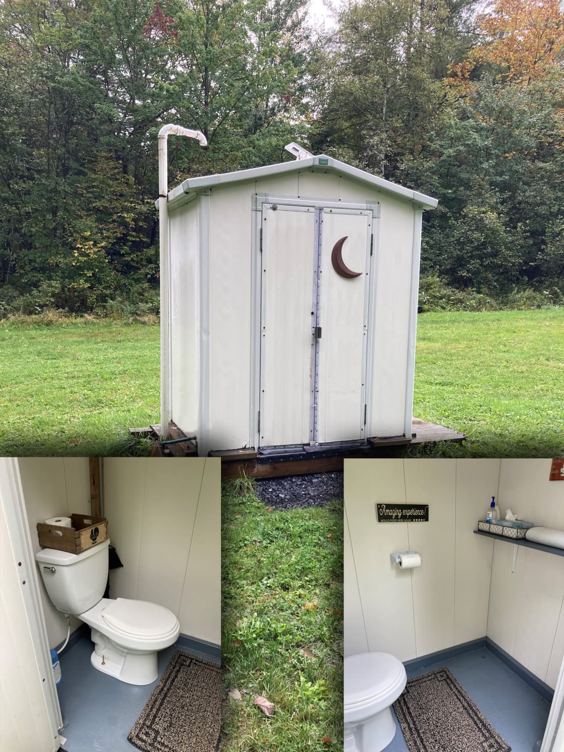 Outhouse with flush toilet - we keep this very tidy.