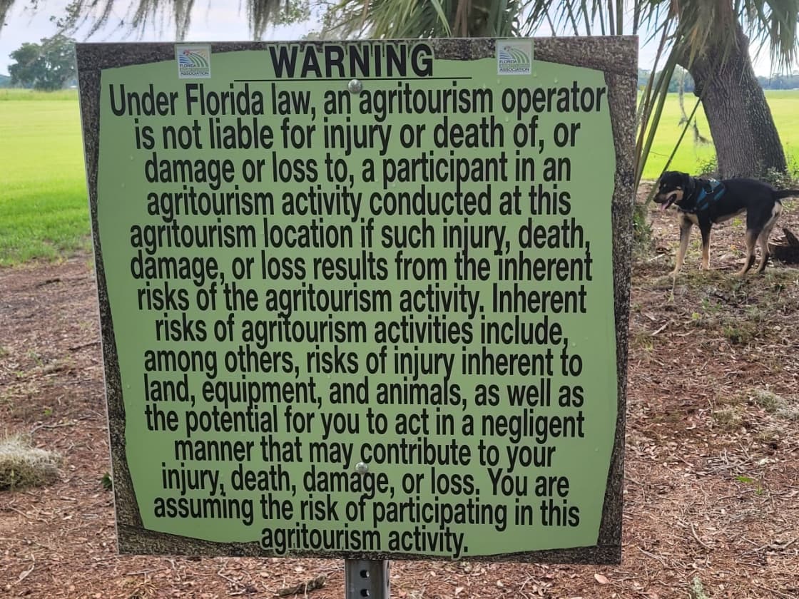 Agritourism Notice Sign