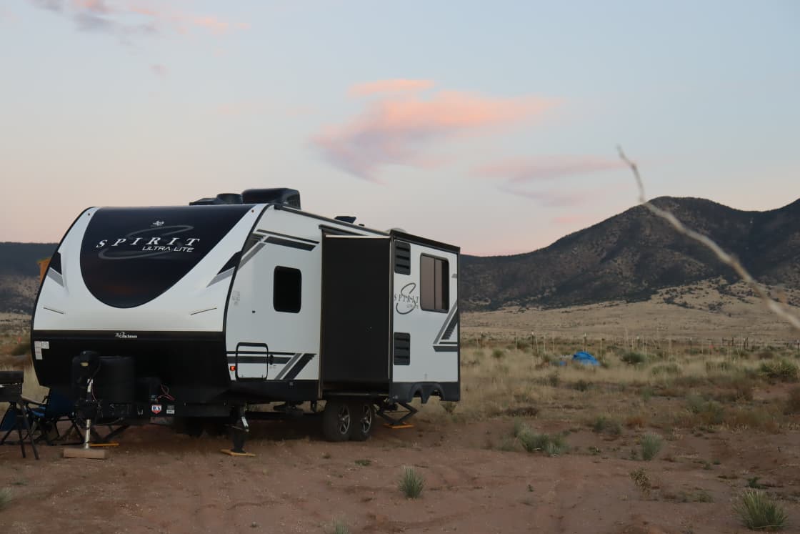 Our 26 ft travel trailer - there is plenty of space to park larger RV’s