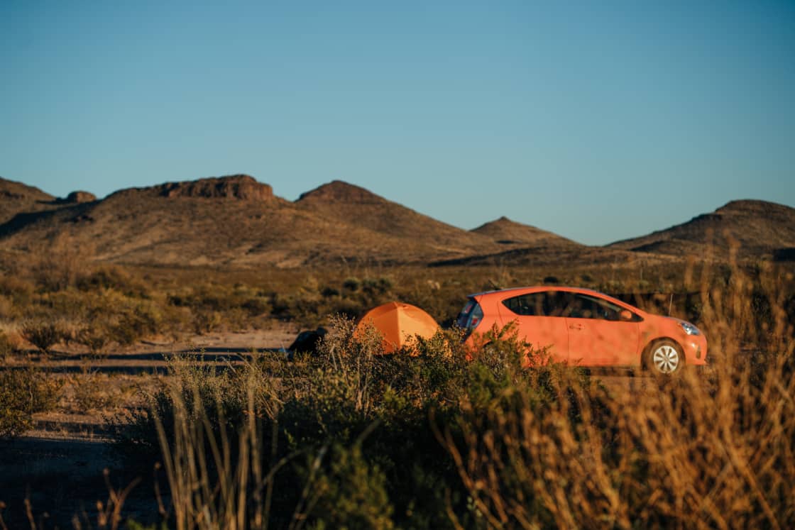 Sunset in South Lobo is gorgeous. My orange car and tent blended right in.