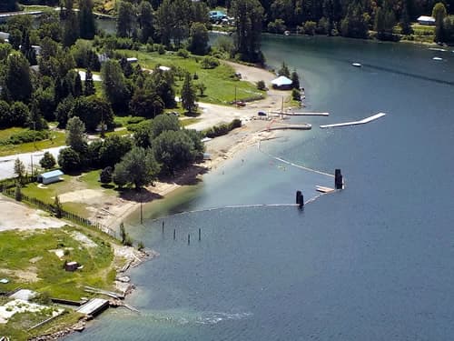 The beach in Slocan City is a 10 minute drive from the campground.