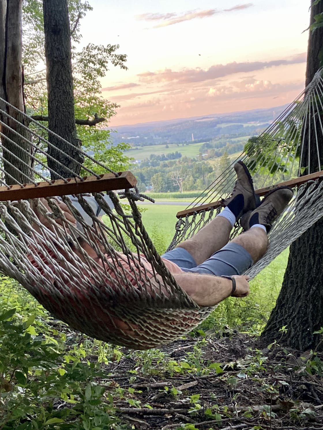 two relaxing hammocks with the amazing view