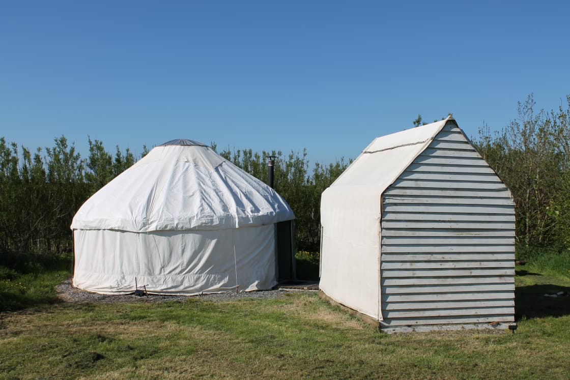 yurt and adjoining camp kitchen