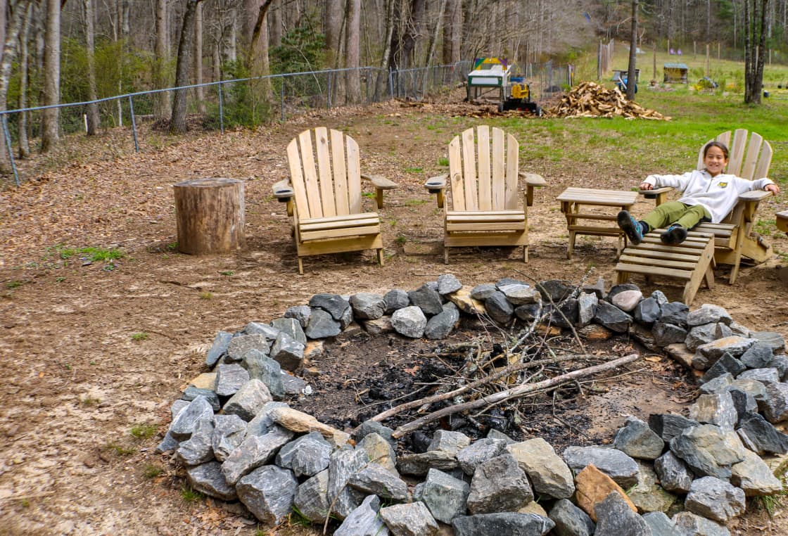An amazing firepit along with seating. We danced around this fire and had so much fun!