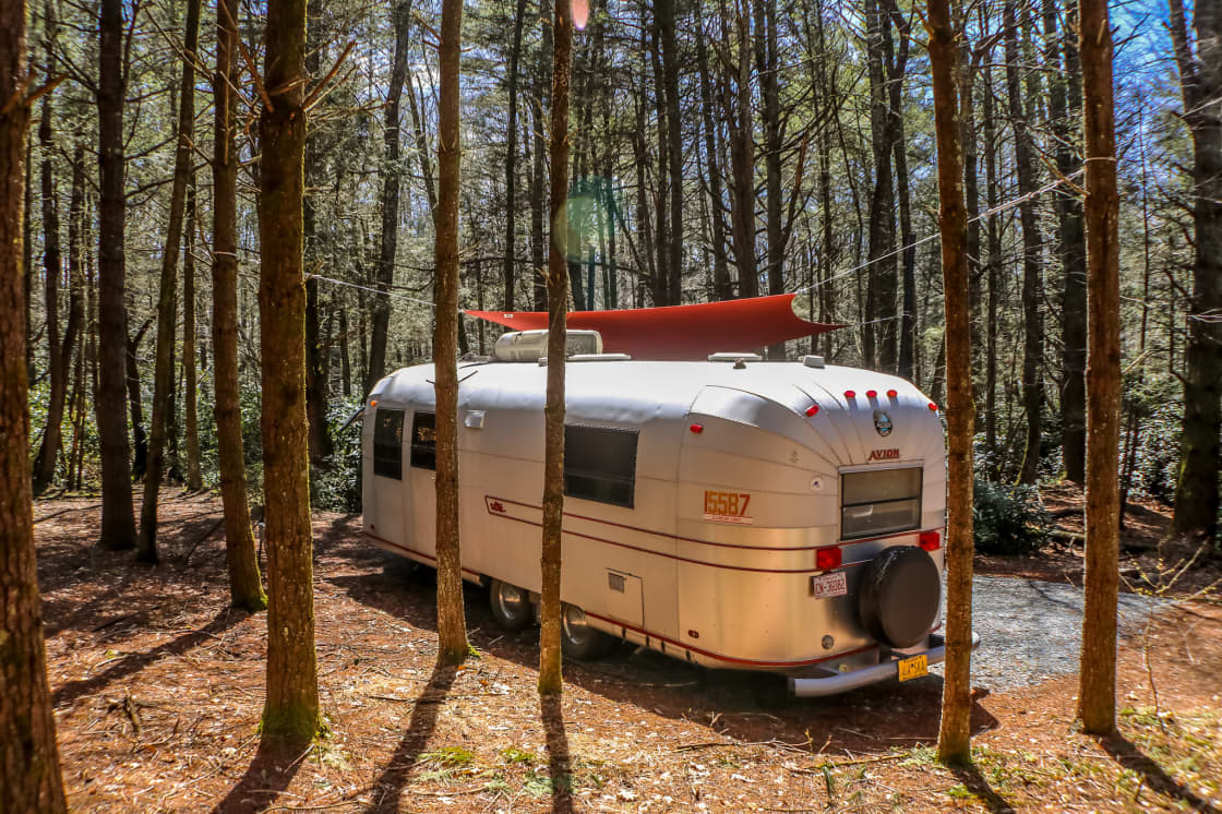 Here is the Avion camper, such a great spot here in the mountains!