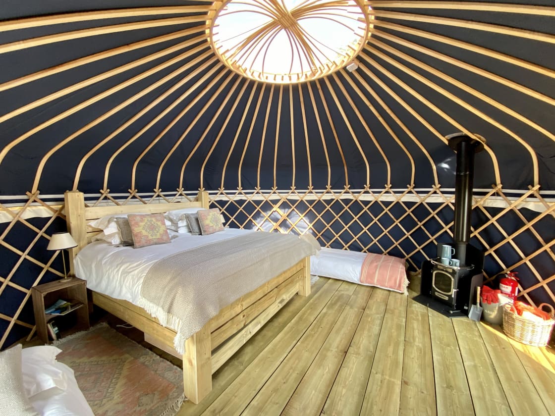 Each yurt has a Super King size bed.