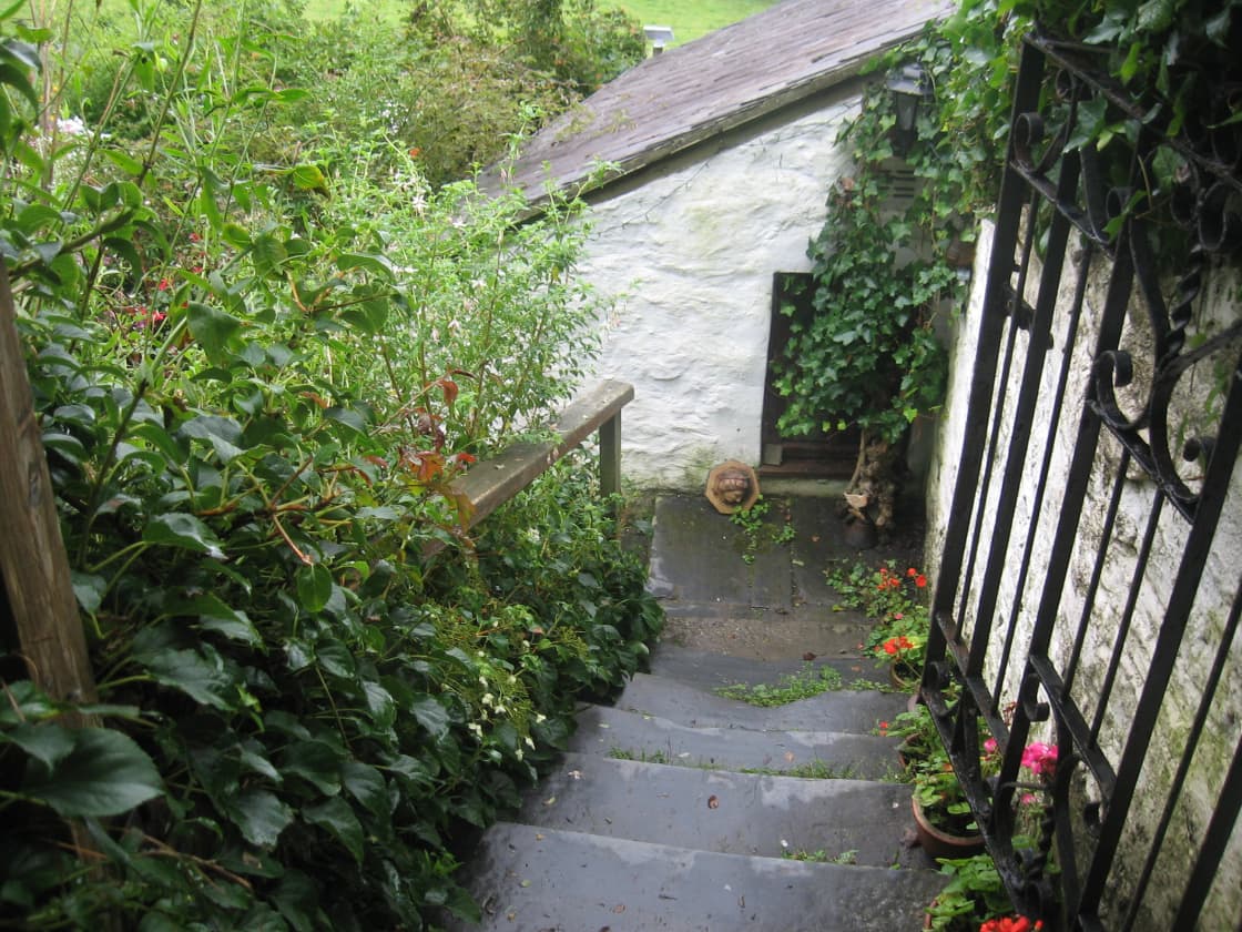 Through our garden gate and down the steps.........