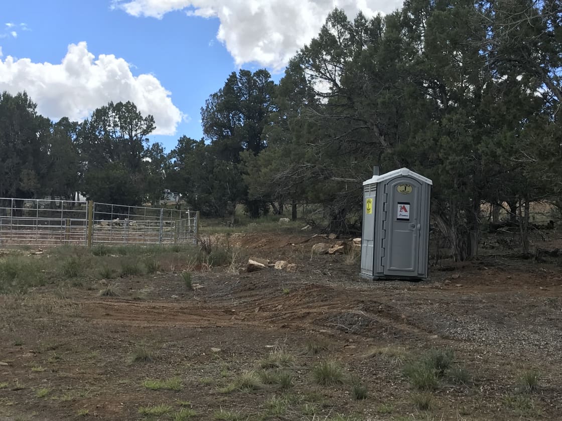 Tater has decided he will share his delightful litterbox with you which is next to horse round pen just south of the campground and below the house. You will drive past this regardless.