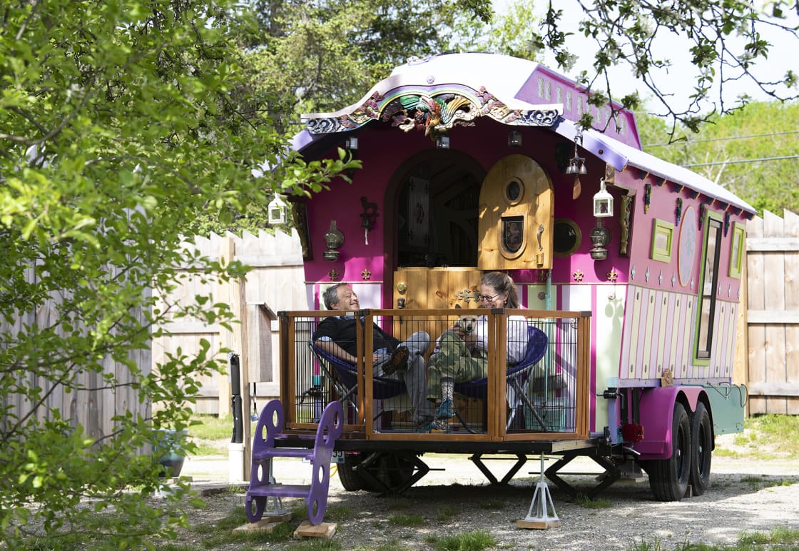 Ellie's RV spot has room for all sorts of rigs, including circus wagons. June 2022