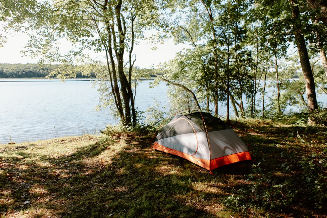 Tent location right by the lake