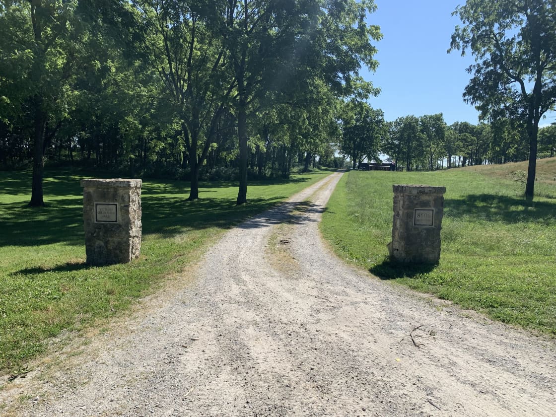 Entrance to the farm.

The distance between the columns is 16'