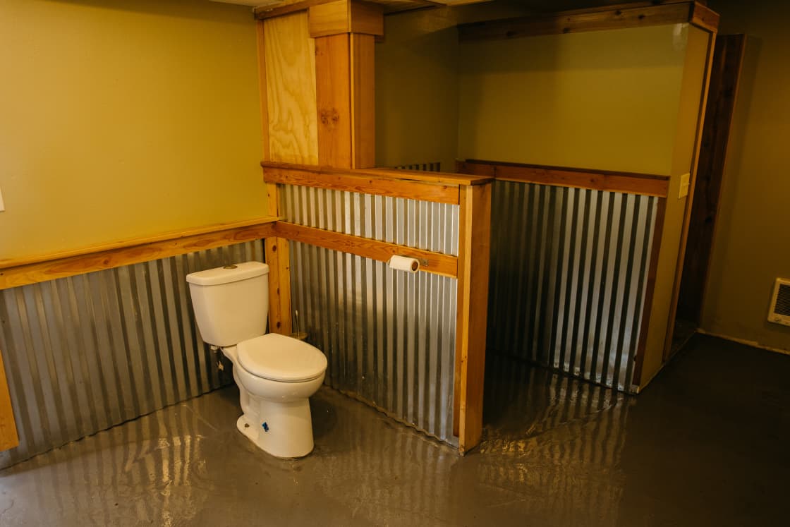 What a treat to have access to a bathroom like this when camping! 