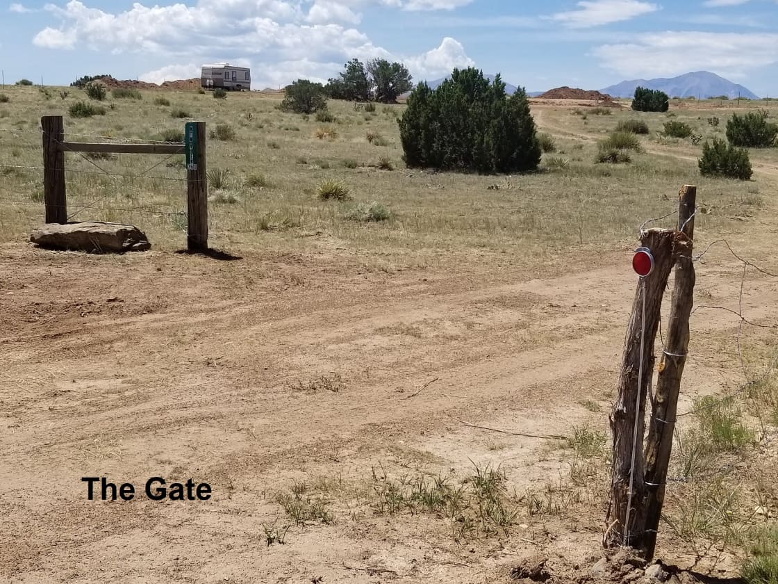 Since this is open range, its best to keep the gate shut to keep the pesky cows from rubbing on your RV. 