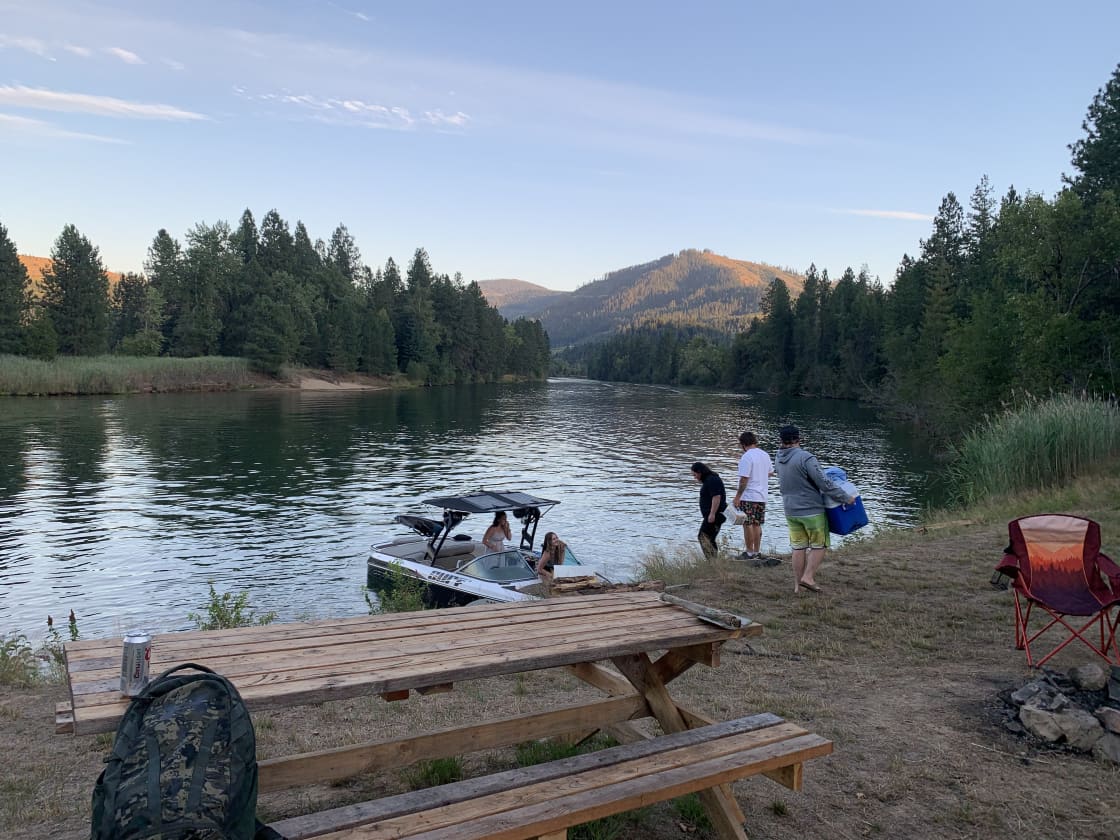 Anchor your boat right next to camp on the Coeur D'Alene River. Public boat launches are available at Bull Run, and Killarney Lake, within 3 miles of camp.
