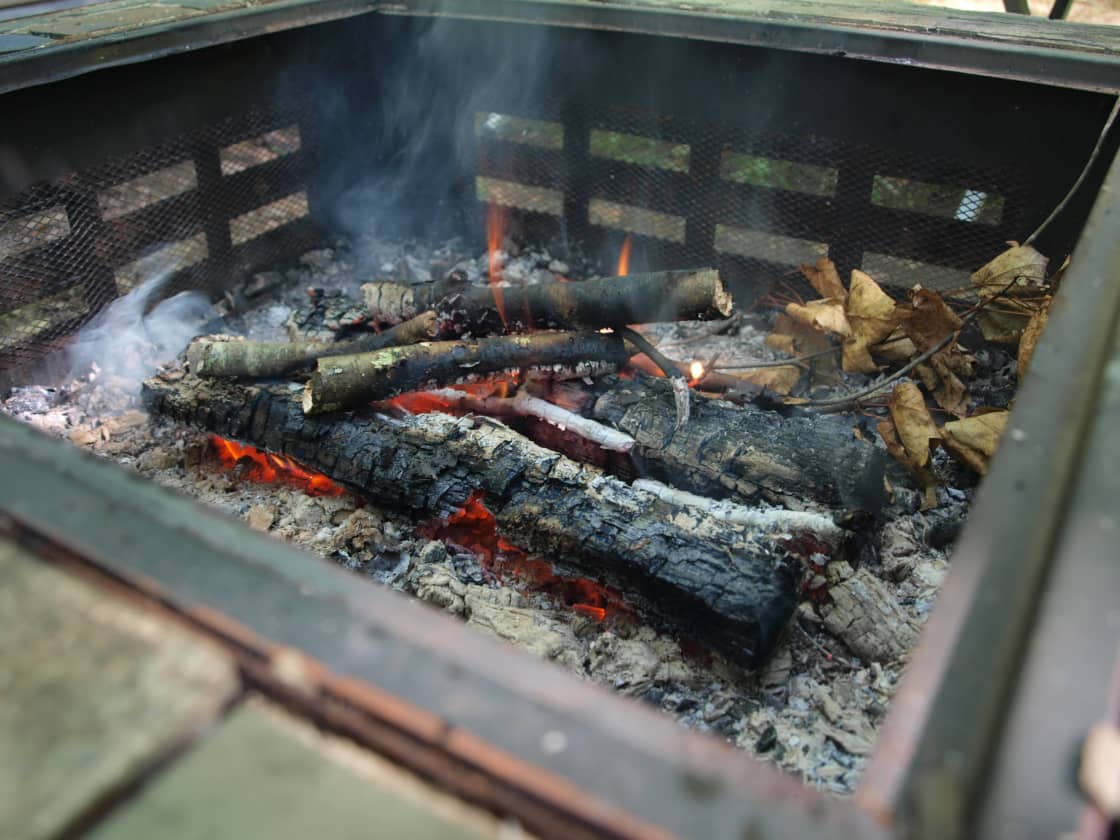 campsite fireplace with grill grate 